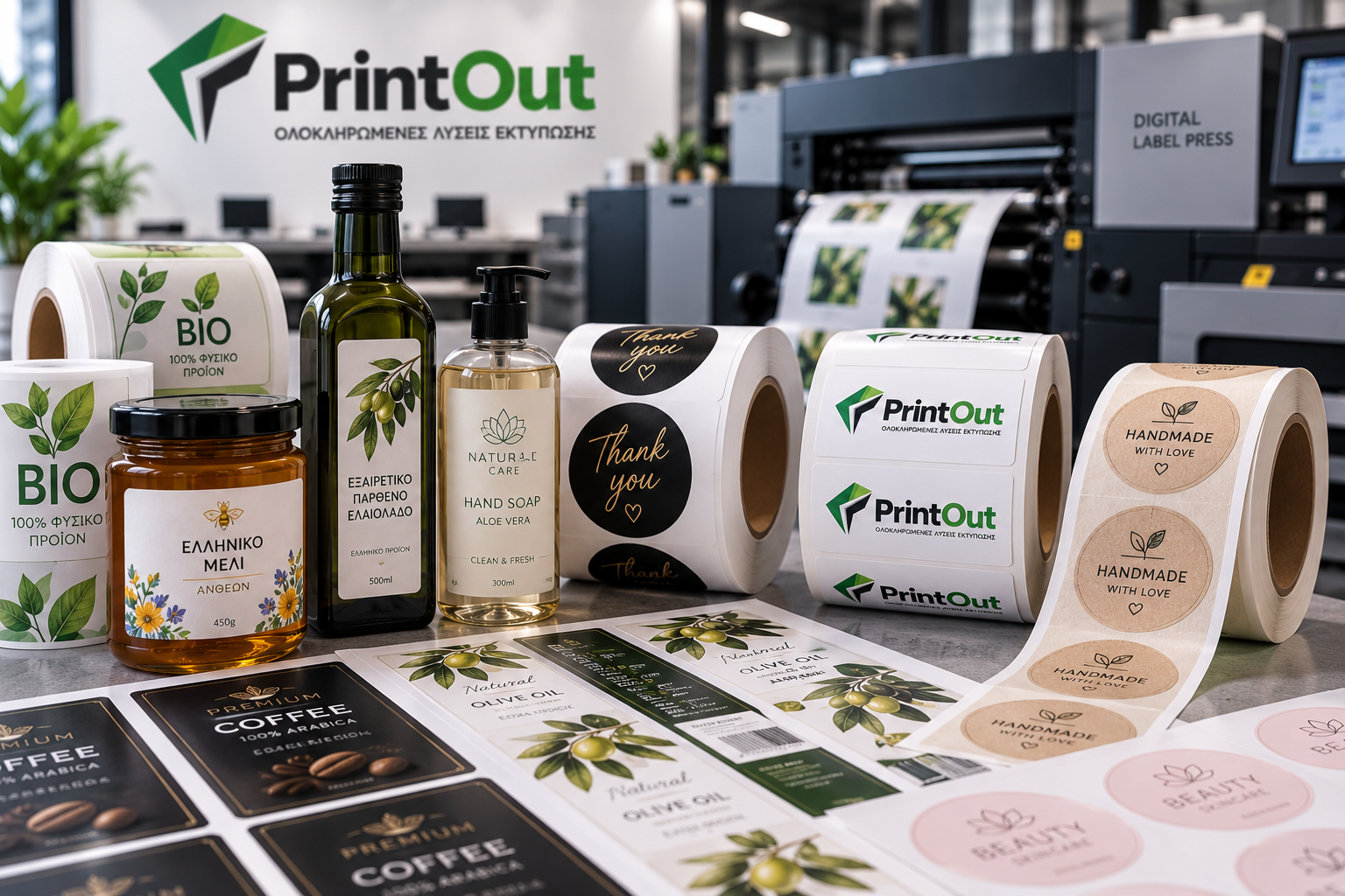 Label Printing Αυτοκόλλητες ετικέτες σε ρολό